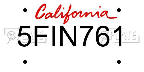 5FIN761 California License Plate