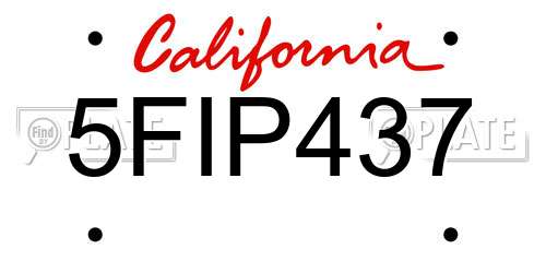 5FIP437 California License Plate