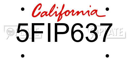 5FIP637 California License Plate