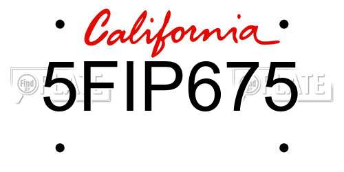 5FIP675 California License Plate