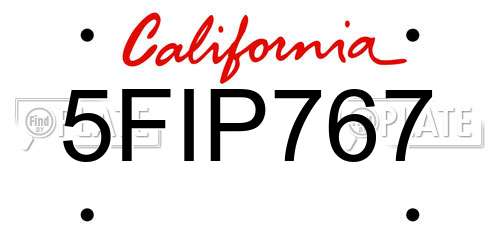 5FIP767 California License Plate