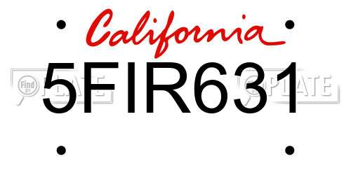 5FIR631 California License Plate