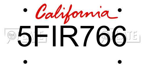 5FIR766 California License Plate