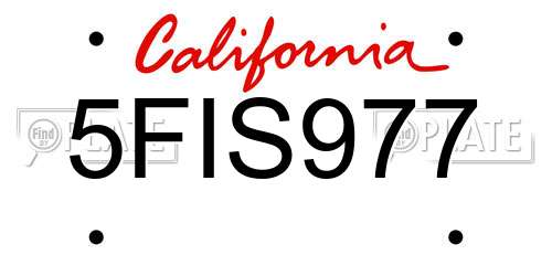 5FIS977 California License Plate