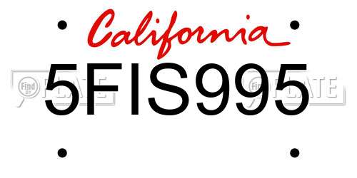 5FIS995 California License Plate
