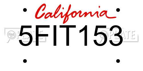 5FIT153 California License Plate