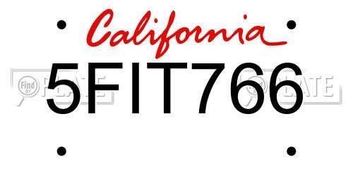 5FIT766 California License Plate