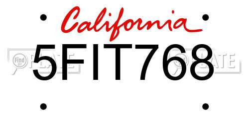 5FIT768 California License Plate