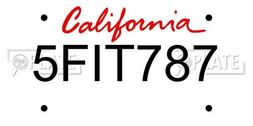 5FIT787 California License Plate