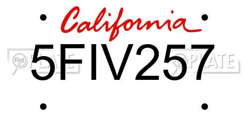 5FIV257 California License Plate