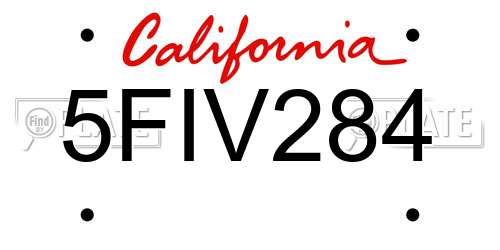 5FIV284 California License Plate