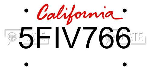 5FIV766 California License Plate