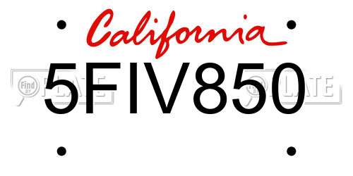 5FIV850 California License Plate