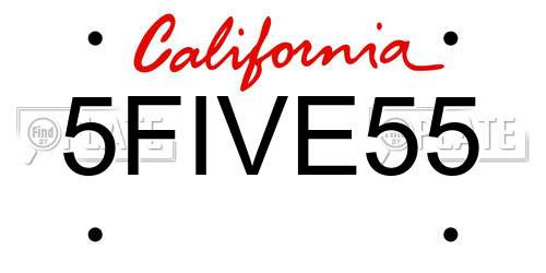 5FIVE55 California License Plate