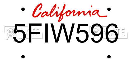5FIW596 California License Plate