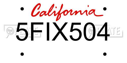 5FIX504 California License Plate