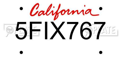 5FIX767 California License Plate