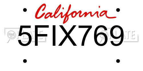 5FIX769 California License Plate