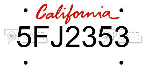 5FJ2353 California License Plate