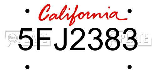 5FJ2383 California License Plate