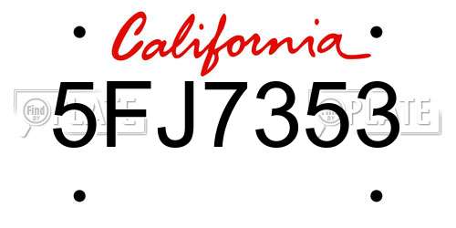 5FJ7353 California License Plate