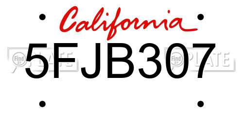 5FJB307 California License Plate