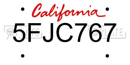 5FJC767 California License Plate
