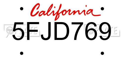 5FJD769 California License Plate