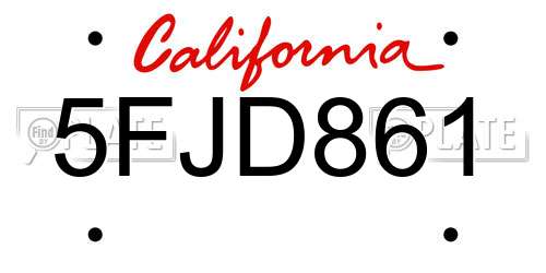 5FJD861 California License Plate