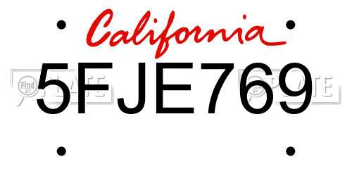 5FJE769 California License Plate