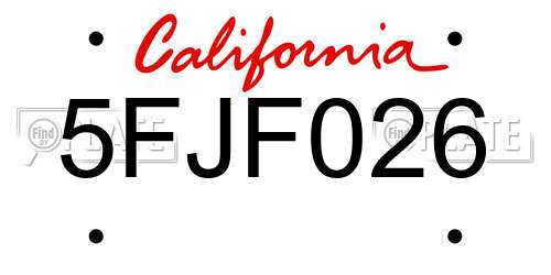 5FJF026 California License Plate