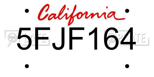 5FJF164 California License Plate