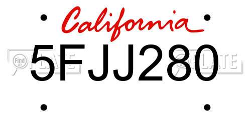 5FJJ280 California License Plate