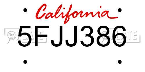 5FJJ386 California License Plate