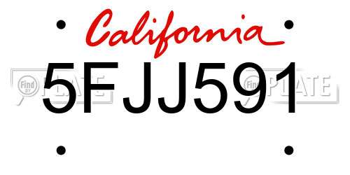 5FJJ591 California License Plate