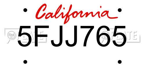 5FJJ765 California License Plate