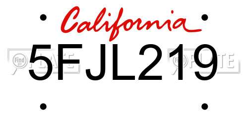5FJL219 California License Plate
