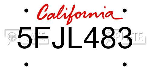 5FJL483 California License Plate