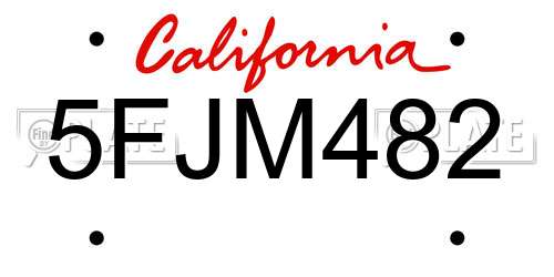 5FJM482 California License Plate