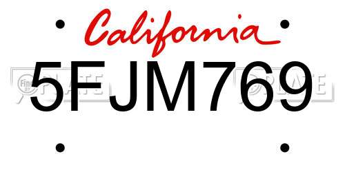 5FJM769 California License Plate
