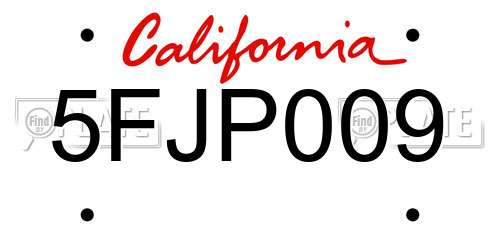 5FJP009 California License Plate