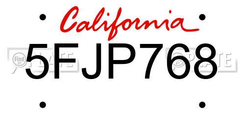 5FJP768 California License Plate