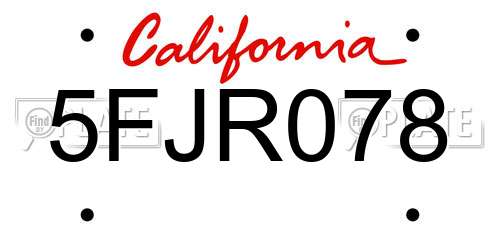 5FJR078 California License Plate