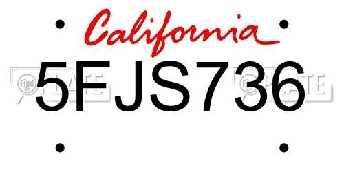 5FJS736 California License Plate