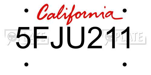 5FJU211 California License Plate