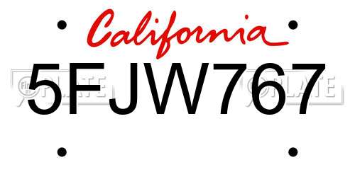 5FJW767 California License Plate