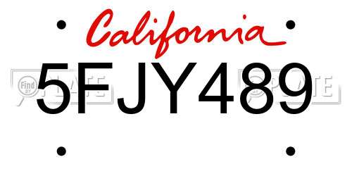 5FJY489 California License Plate