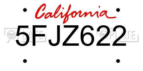 5FJZ622 California License Plate