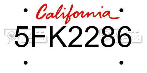 5FK2286 California License Plate