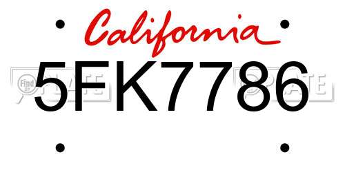 5FK7786 California License Plate